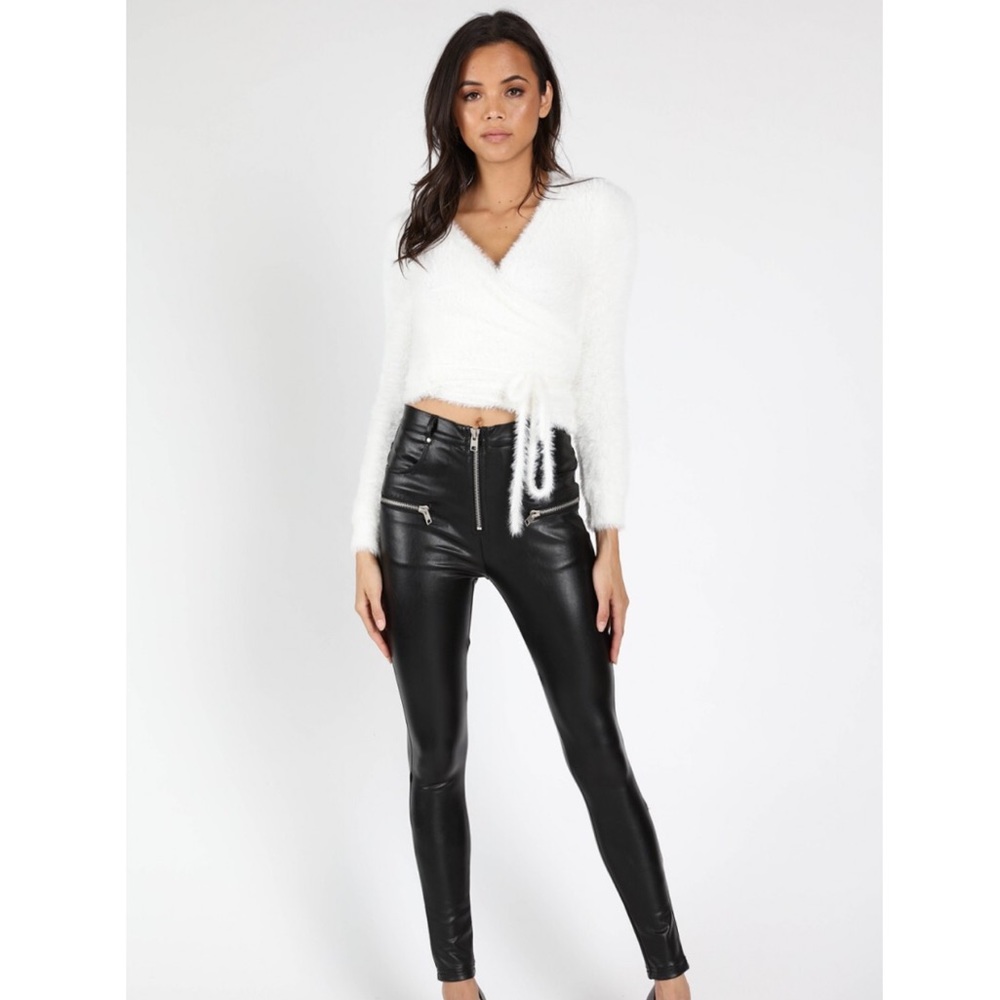 White Soft Wrap Sweater - Picture 3 of 5